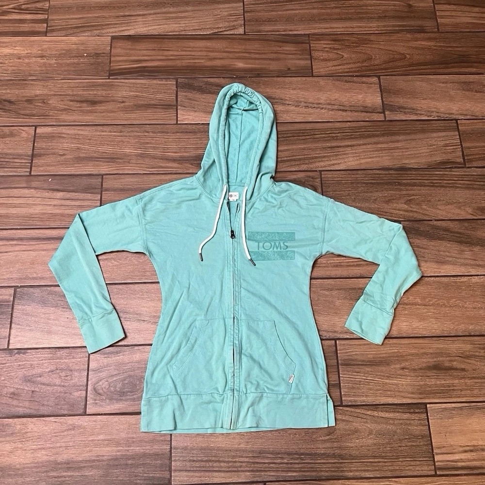 TOMS x Target Full Zip Hoodie Womens Small Mint Green Lightweight Logo